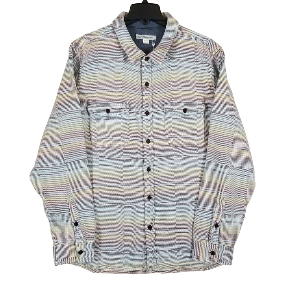 Outerknown Blanket Shirt Mens XXL Multi Color Organic Cotton Striped 1310205